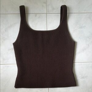 Aritzia Brown Sculpt Knit Squareneck Tank